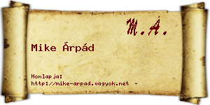 Mike Árpád névjegykártya